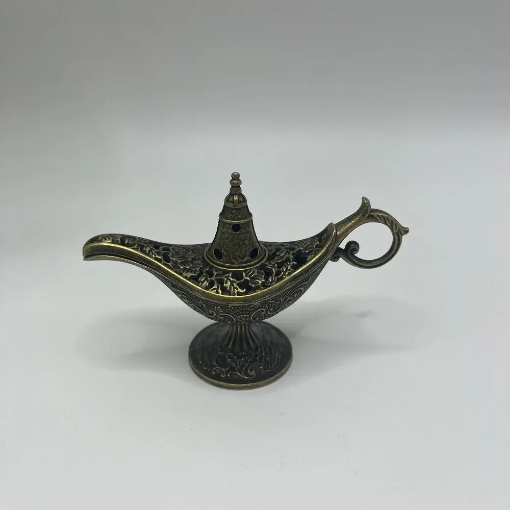 2‑Pack Aladdin Magic Lamp Alloy Incense Burners, Vintage Home Decor Ornaments
